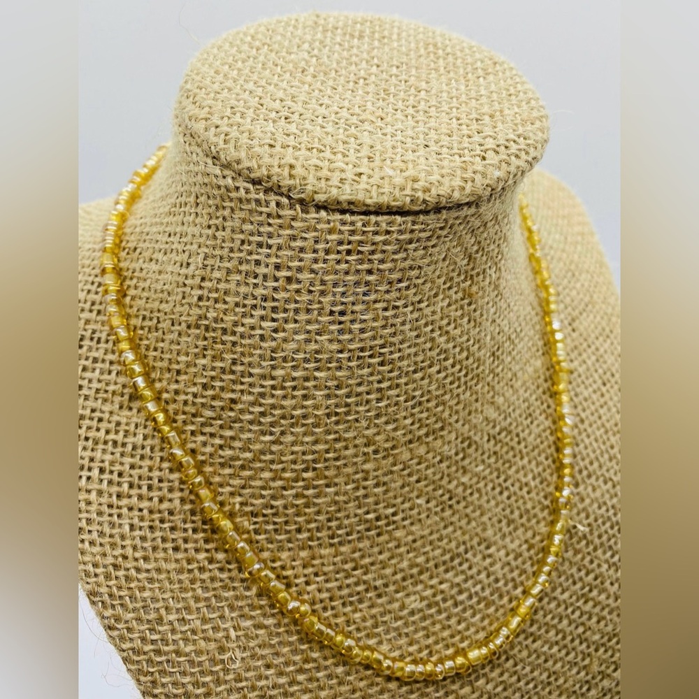 Solid Translucent Gold Choker Beaded Necklace Boho Y2K Festival Coastal Cowgirl